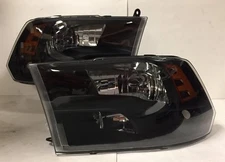 Factory Style Black Amber Corner Quad Headlights Lamps Pair For 09-18 Dodge Ram