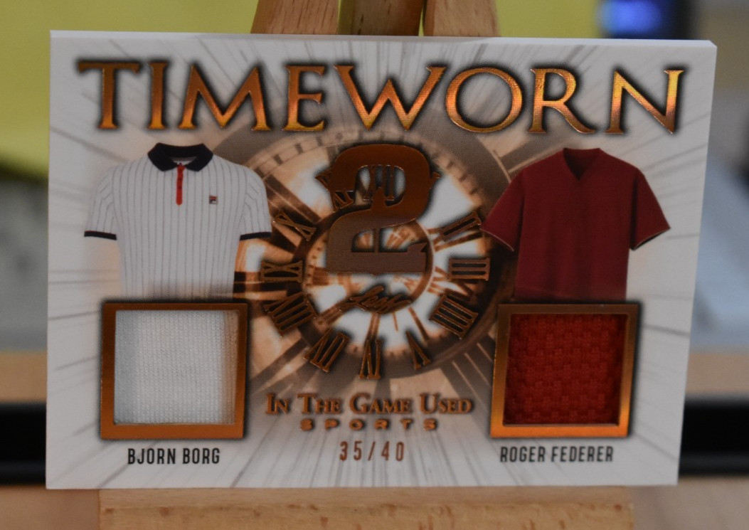 2022 In The Game Used Sports 2-PATCH /40 Roger Federer Bjorn Borg MATCH-WORN view 3