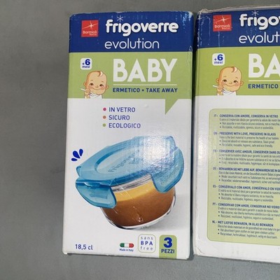 Bormioli Rocco Öko-Glas Babynahrung Aufbewahrung Behälter (18,5 cl) 3er Set  