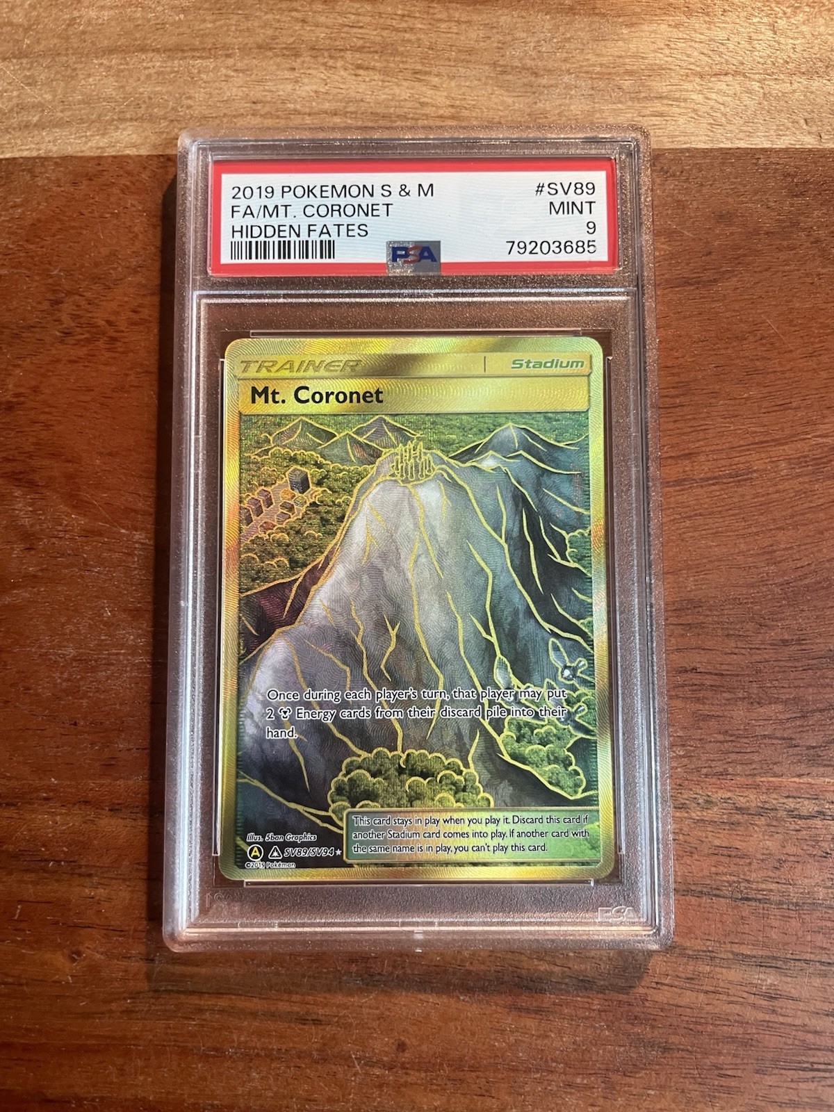 2019 Pokémon Sun & Moon Hidden Fates Full Art Mt. Coronet SV89 PSA 9 Mint