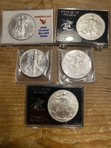 Lot of 5 - $1 American Silver Eagle 1 oz Random Year BU