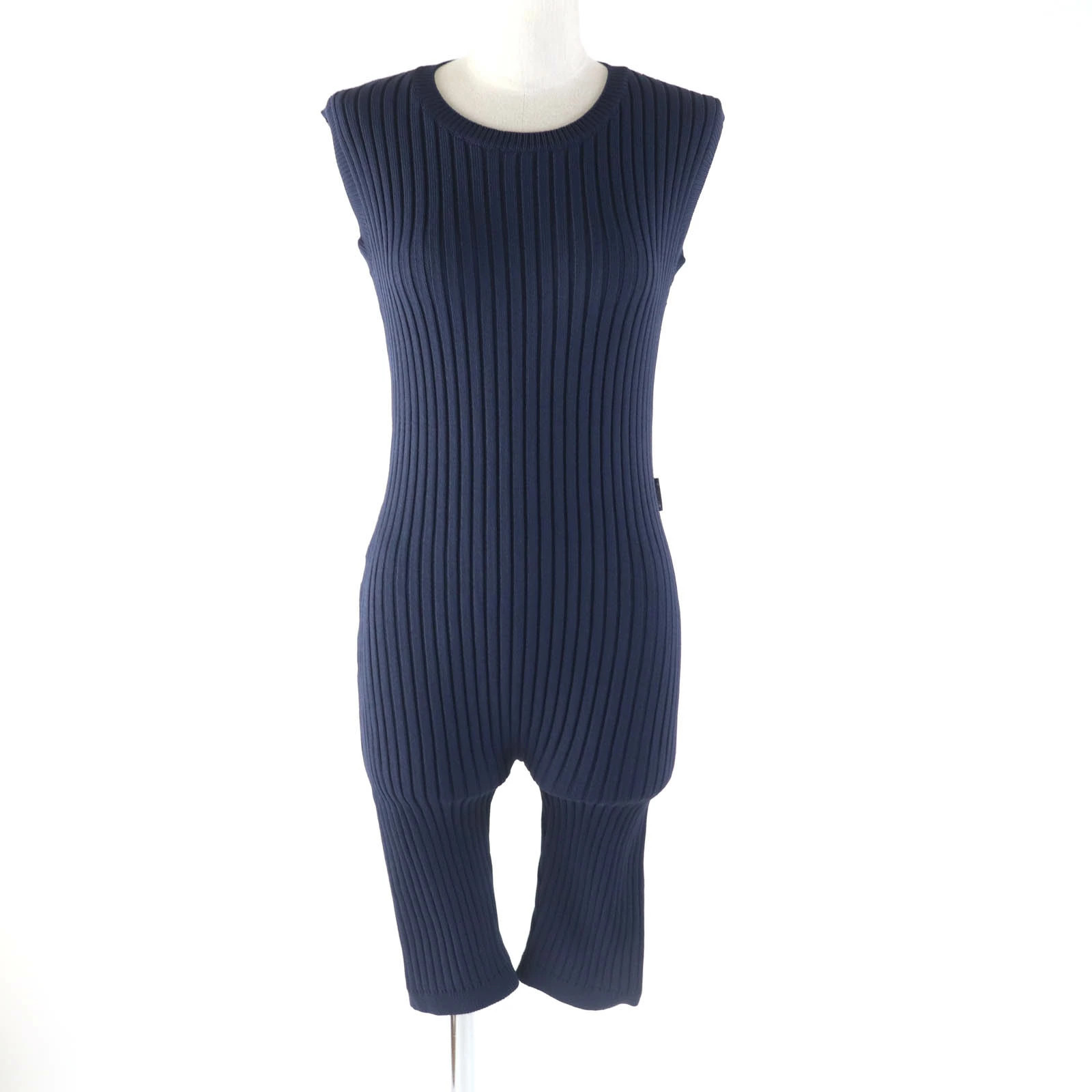 MONCLER Ladies Jumpsuit Unused Tuta Crew Neck Sleeveless Ribbed Knit Navy M