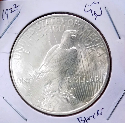 PEACE SILVER DOLLAR 1922 GEM B UBLAZING MS+++++ FROSTY WHITE BEAUTY 90%
