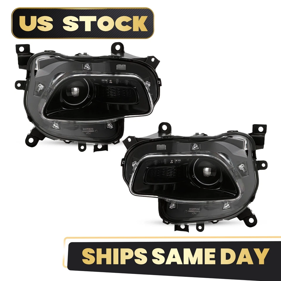 HID/Xenon Headlight For 2014-2018 Jeep Cherokee w/o Bulb Black Left+Right Pair Foto 2 de 4
