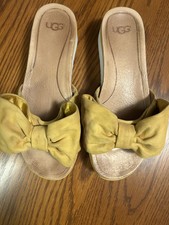 561 Ugg Joan Platform Bow Tie Sandal-Mustard Yellow Suede Women's size 8