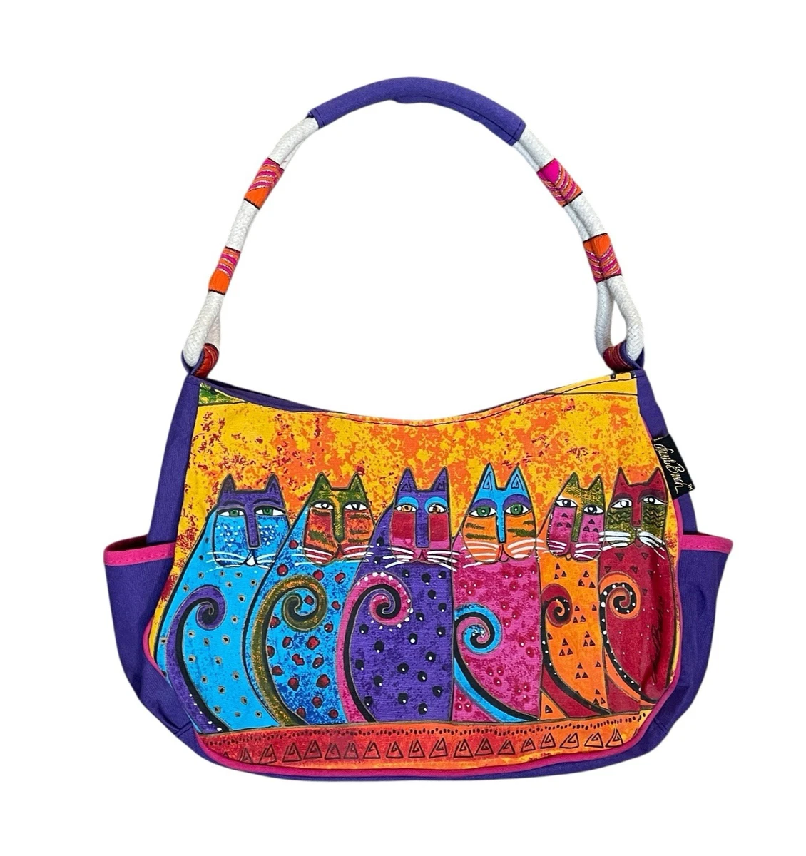 Laurel Burch Shoulder Tote Carlotta\'s Cats Colorful Bag Canvas NWT Laurel Burch Tote Cat Canvas Exterior Bags & Handbags for  main image 2