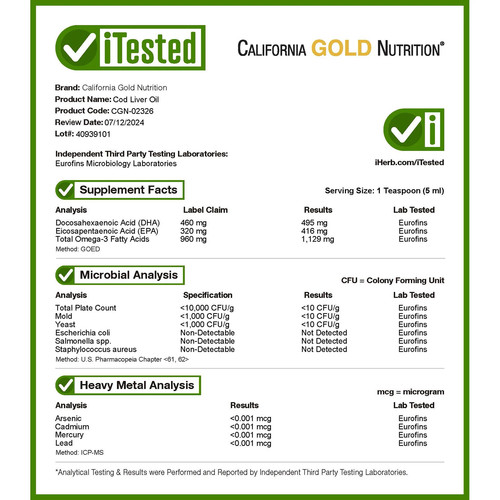 Cod Liver Oil with Omega-3 Fatty Acids, EPA, DHA, Vitamins A and D, Norwegian, - Picture 3 of 5