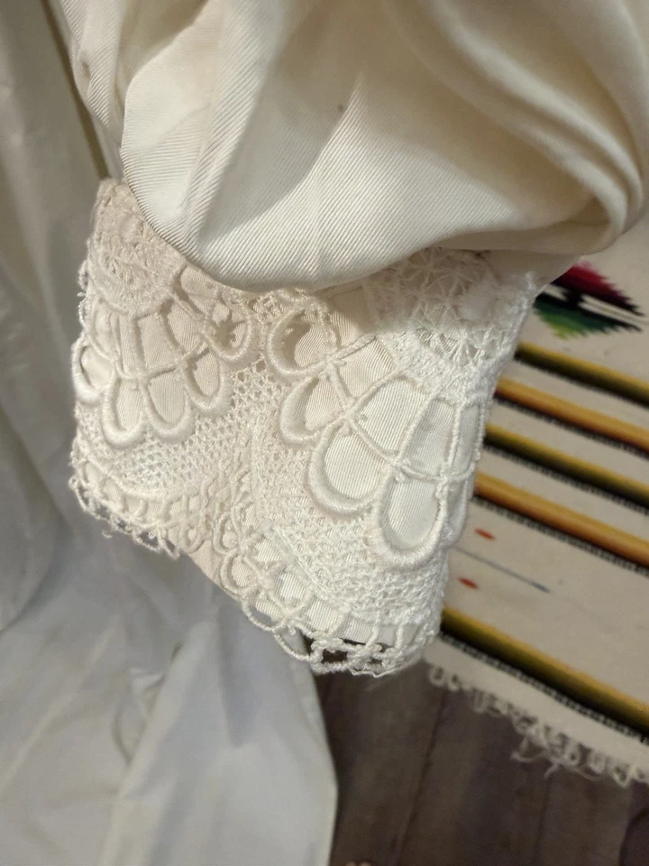 Stunning Vtg 70’s Emma Domb Off White Tulle Bridal Lace Maxi Dress Size 6 110404 - Image 3 of 4