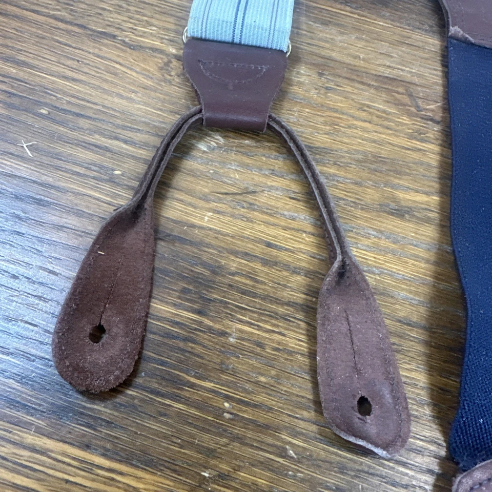 Polo By RALPH LAUREN Светло-голубые С Тонкими Полосками Кожаная Отделка Подвески Редкие - Изображение 4 из 4