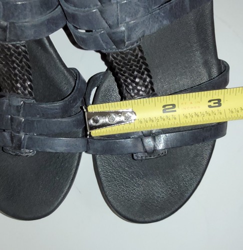 UGG Mattie Black Leather Wedge Slide Sandals Stacked 3" Heel Platform Wms 8US - Picture 15 of 22