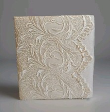 VTG Handmade Silk Fabric  Lace Wedding Photo Album 8"x7"x2.5" Holds 160 Photos