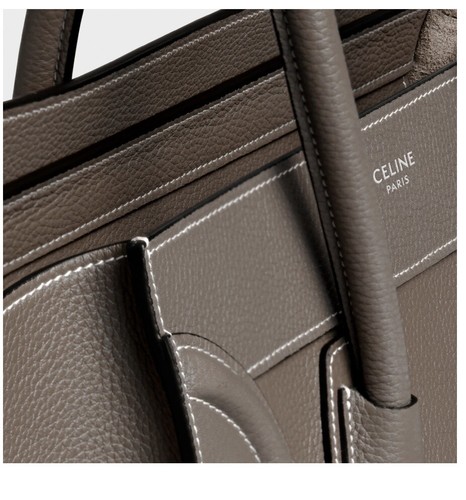 CELINE MICRO LUGGAGE HANDBAG IN DRUMMED CALFSKIN Taupe - Picture 4 of 4