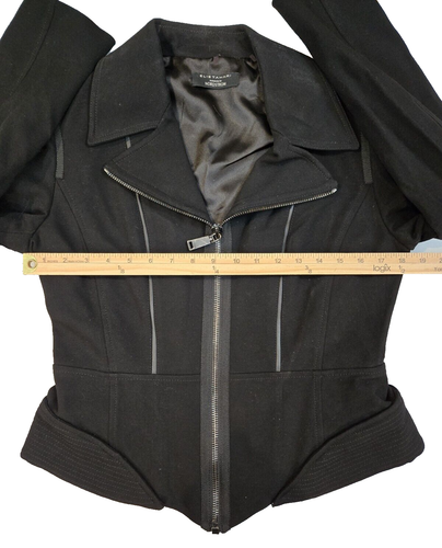 Elie Tahari Black Ponte Exposed Zipper Moto Piping Macey Jacket Size 10 - Picture 3 of 8
