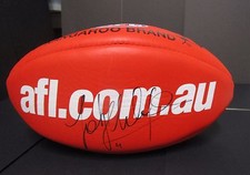 Essendon : Jobe Watson (Captain) signed Red Sherrin Football -AFL.COM.AU sponsor