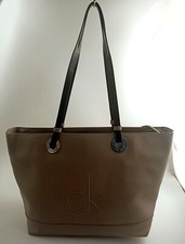 BORSA DONNA CALVIN KLEIN CK MARRONE FANGO SHOPPER GRANDE CON MANICI TRACOLLA