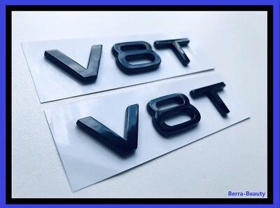 2x V8T Emblem schwarz glänzend Schriftzug audi RS SQ A6 A7 S5 S6 S7 S8