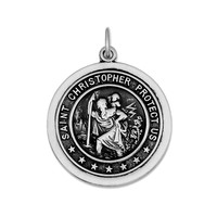 925 Sterling Silver St. Christopher Medal Charm Pendant - 25x32mm 3.98 Grams on sale 925 Sterling Silver St. Christopher Medal Charm Pendant - 25x32mm 3.98 Grams on sale