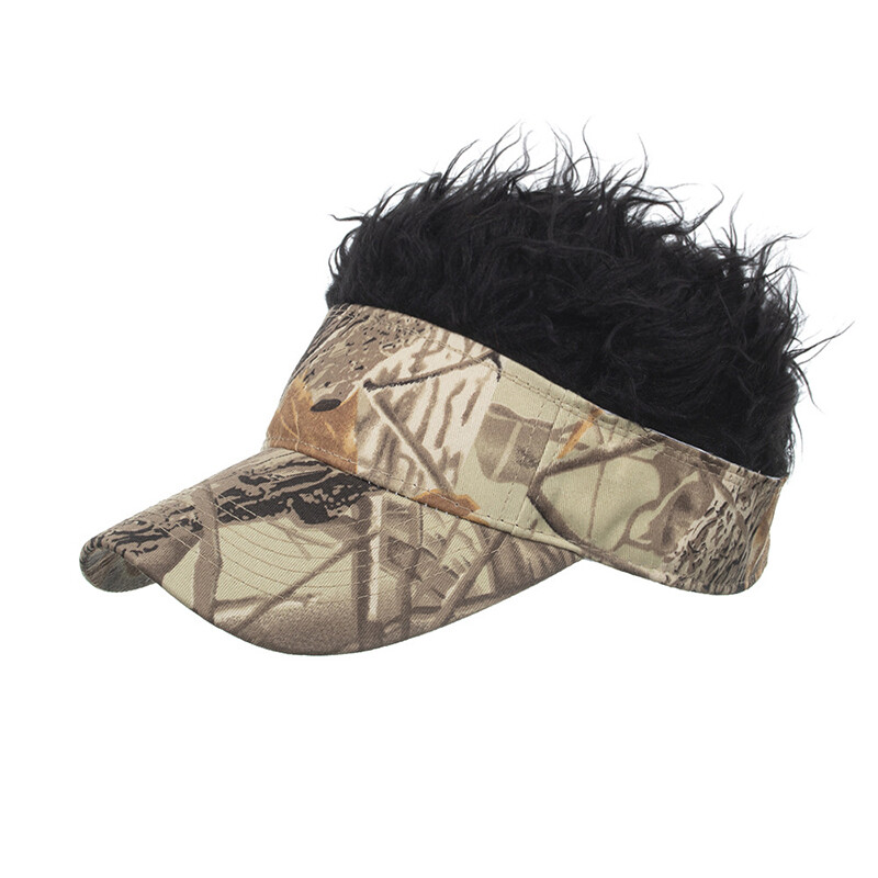 Golf Baseball Cap with Fake Hair Cap Sun Visor Fun Toupee Hats Mens