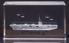 AIRCRAFT CARRIER CRYSTAL Laser Block@3D PAPER-WEIGHT@MARINE ORNAMENT@ROYAL NAVY