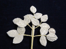 Vintage Millinery Flower 1" Leaves Ivory Eggshell Ecru Leaf Spray of Velvet C9