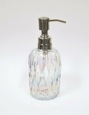 NEW RAINBOW,PRISM 3D TEXTURED GLASS+SILVER CHROME PUMP SOAP,LOTION DISPENSER