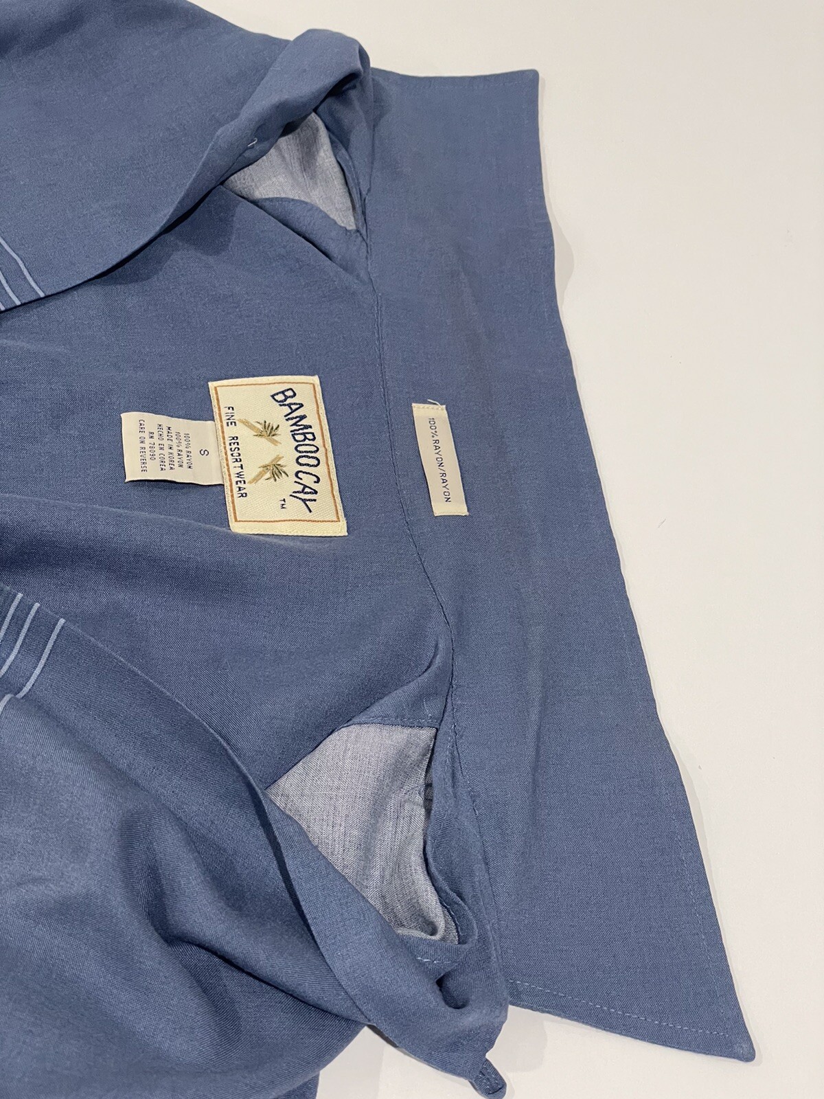 Bamboo Cay Men's Solid/Bamboo Button Up Shirt Blu… - image 9