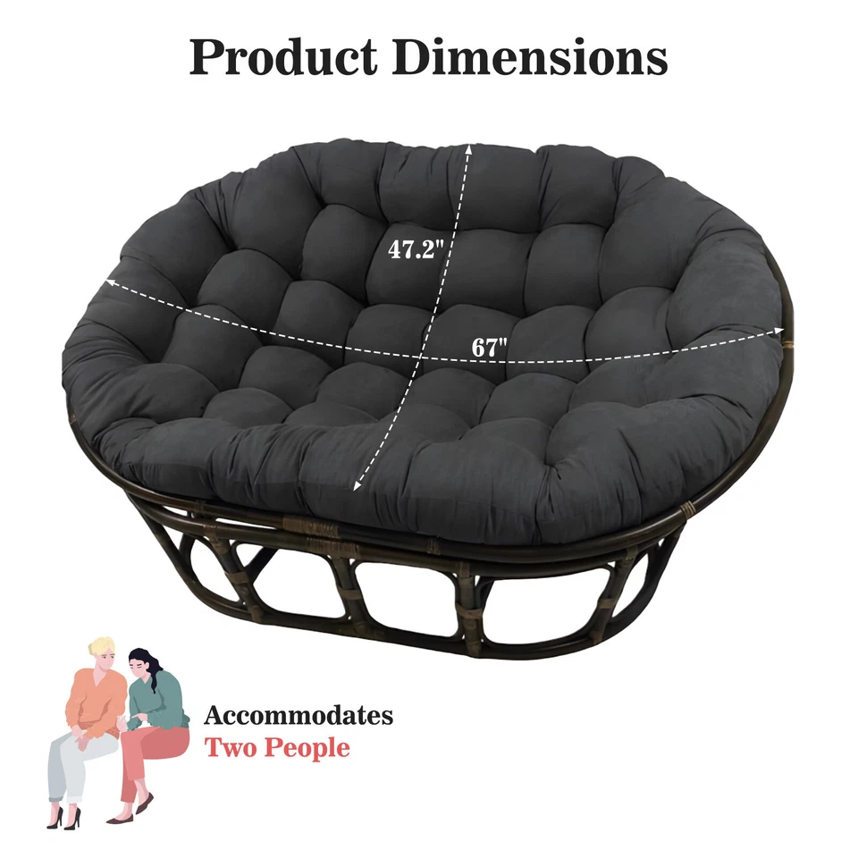 Waterproof Double Papasan Chair Cushion Loveseat Cushion Pad for Indoor Outdoor - Image 2 of 4