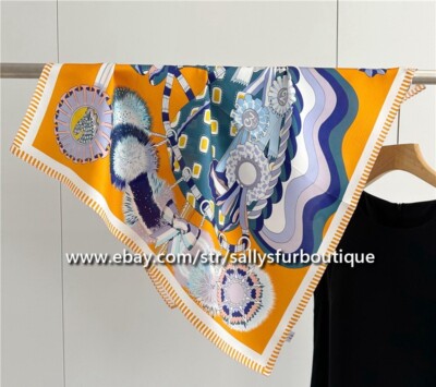 Sally Boutique 100% Mulberry Silk Bandanna Horse Head Print Necktie Scarf 68cm