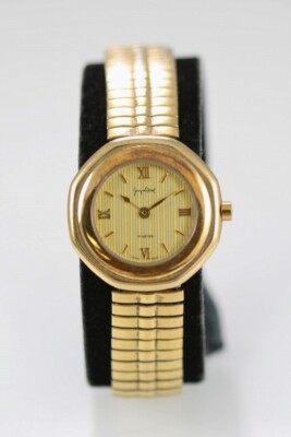 Jaclyn Smith Uhr Damen Edelstahl Gold Stretch Wasser Res Batterie Quarz