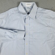 Brooks Brothers Shirt Mens 16.5 Blue Striped Dress Button Up Long Sleeve