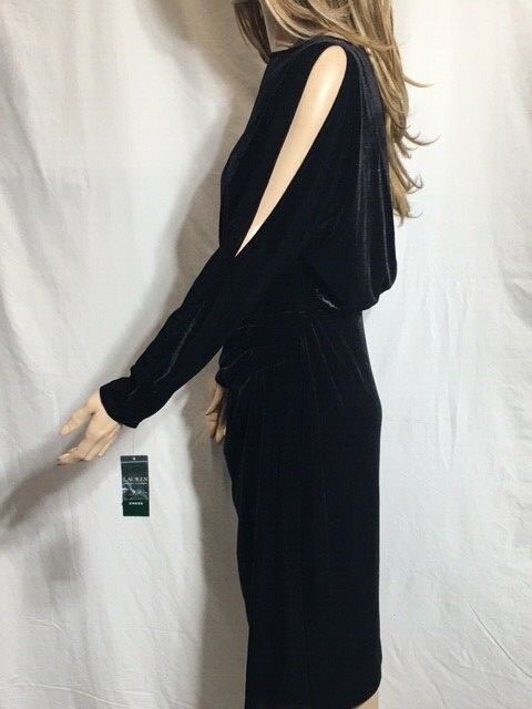 Women's NWT Lauren Ralph Lauren Velvet Slit-Sleeve Black Dress | eBay