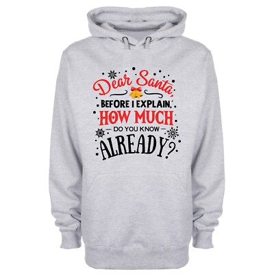 Lieber Weihnachtsmann, wie viel wissen Sie bereits bedruckter Hoodie, Weihnachten lustiger Urlaub