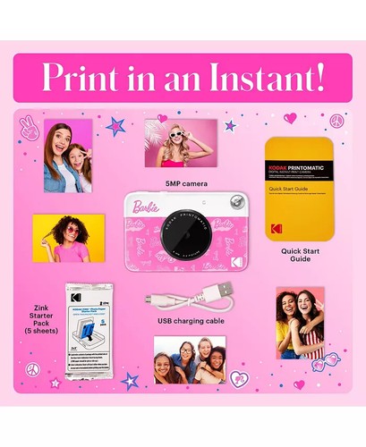 Barbie X Printomatic 2X3 Instant Print Camera, 5MP Portable Instant Camera - Sig - Picture 7 of 12