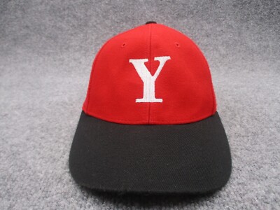 Letter Y Logo Hat Cap Black Red Fitted Mens Small Medium Stretch