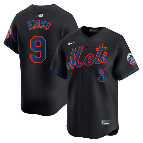 Men's #9 Brandon Nimmo Alternate Black Limited All Stitched Jersey