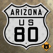 Arizona Phoenix Tombstone Yuma US 80 route highway marker road sign 1926 12x12