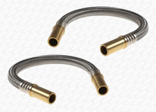 PAIR of 15mm Plain Ended Brass Flexible Pipe Connectors 30cm 300mm Plumbing