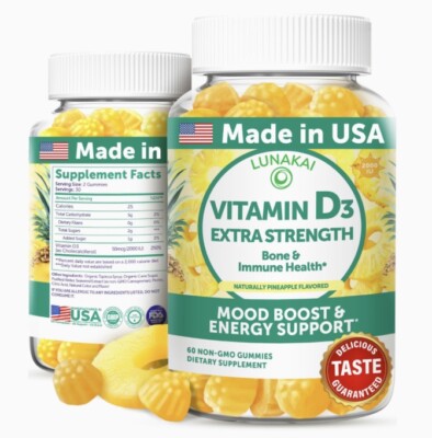 Vitamin D3 Gummies - Non-GMO, Made In USA Exp May 2026 New Sealed