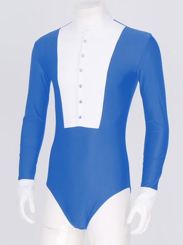 Men Long Sleeve Latin Dance Shirt Leotard Bodysuit Ballroom Costume Dancewear - Picture 19 of 24