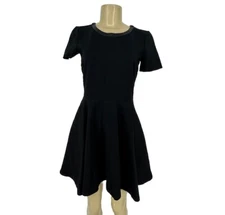 Madewell XS Women Black Short Sleeve Fit Flare Mini Dress Crewneck B15