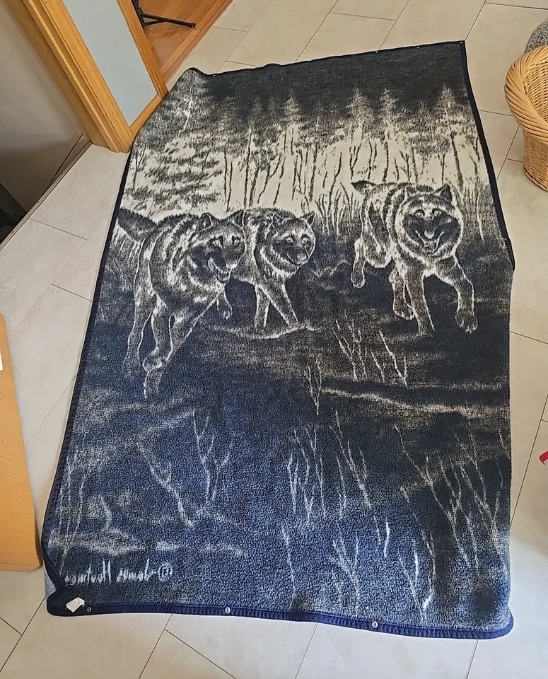 Saco de dormir Biederlack James Hartman Wolves EE. UU. de colección con cremallera 78"x52" Foto 2 de 4