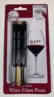 Wine Glass Marker Pens 3 Pack Assorted Colors Gold Silver Black