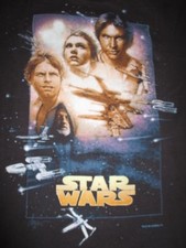 Original 1997 STAR WARS LG Shirt SKYWALKER PRINCESS LEIA HAN SOLO OBI-WAN