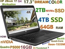 HP ZBook 17 G4 DREAMColor Xeon-Quad 6TB NVMe  SSD 64GB 17.3" 4K P5000 16GB