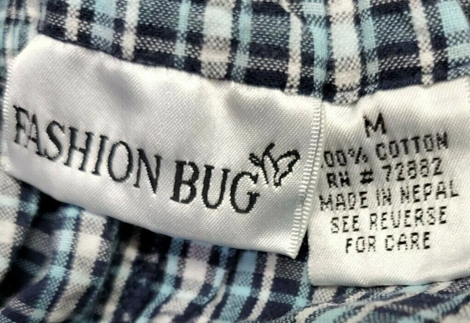 Pantalones capri de moda Bug para mujer talla M medianos azules blancos a cuadros Foto 2 de 4