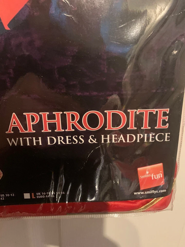 Новый без ценников костюм греческой богини Афродиты Smiffy's средний размер 10-12 США красный - Изображение 2 из 4