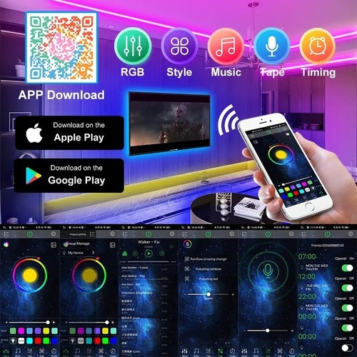 USB Bluetooth APP Control 5-30 Meters Led Strip Lights RGB 5050 Led Flexible - Picture 7 of 7