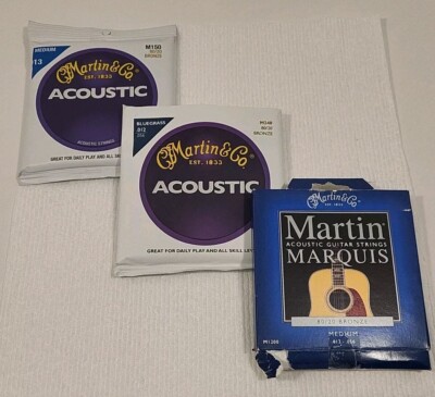 Martin Guitar Strings Lot M150 Sealed Pack, M240 Partial And M1200 Partial 
