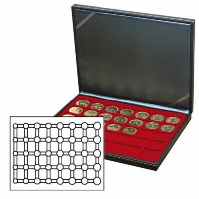 Lindner NERA M Coin Case - Dark Blue Insert With 35 Compartments, Holds 32mm Coin Capsules