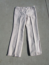 L. L. BEAN Signature Tan Ivory Houndstooth Lined Flat Front Wool Pants Size 16